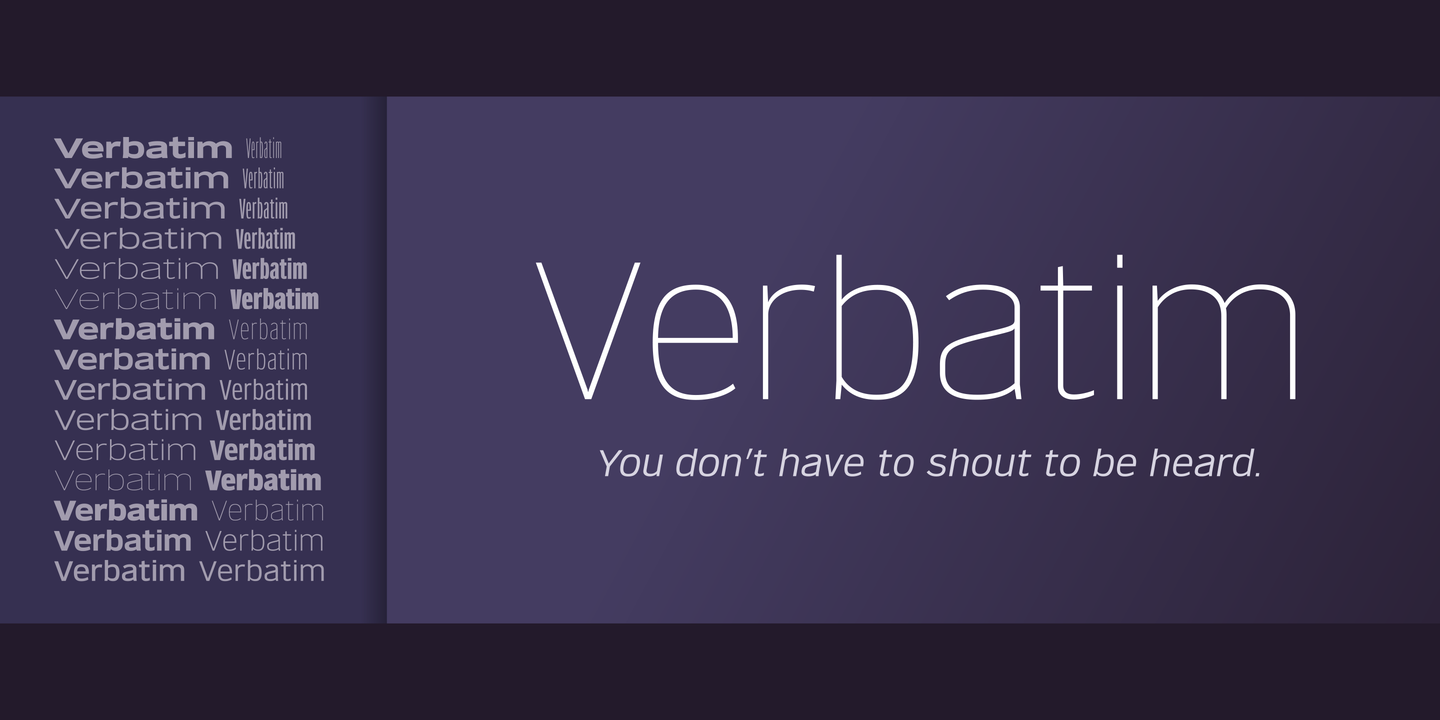 Verbatim Extended Thin Oblique Font preview
